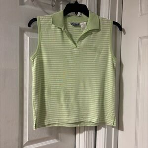 Vintage Green Preppy Striped Polo Sleeveless Tank Top